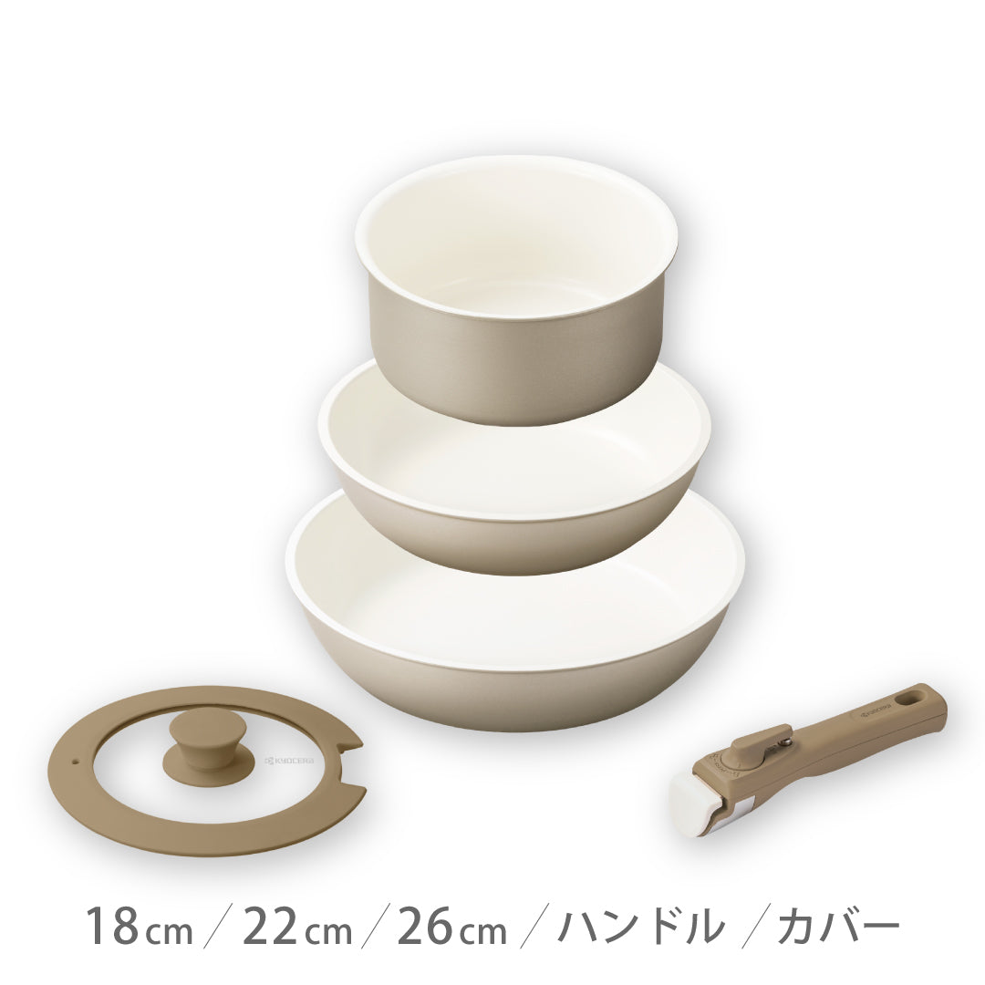 アトミ セラミック フライパン セット 公式】セラミック フライパン 5点セット（IH/ガス火対応）│取っ手が
