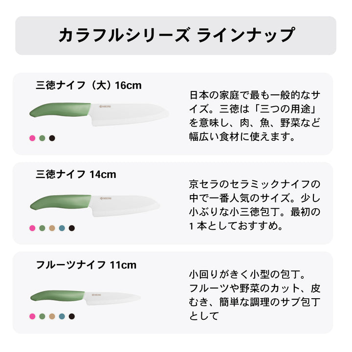 京セラ セラミックナイフ(包丁)バイオ素材ハンドル 三徳 16cm
